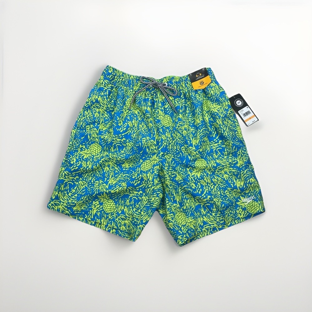 SPEEDO‎ Men's UPF 50+ Tech Volley Swim Trunks w/ Comfort Liner Small Pineapple